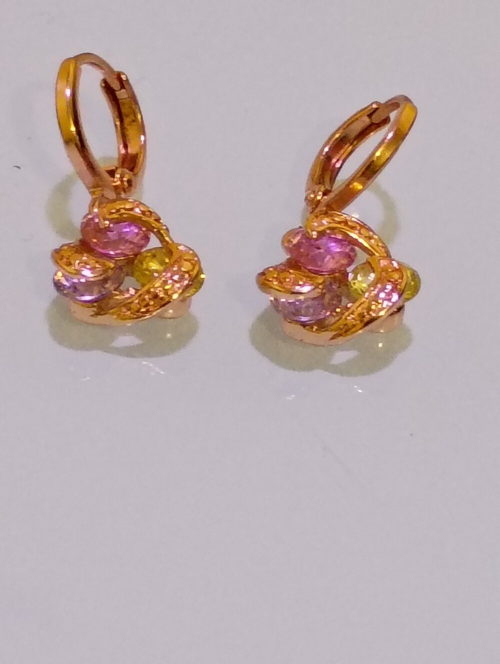 Gold-Tone Pink Multi-Stone Drop Earrings - Women Jewelry